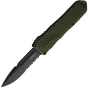 Guardian Tactical 98112 Auto Recon 035 Black Part Serrated MagnaCut Spear Point OTF Knife OD Green Handles