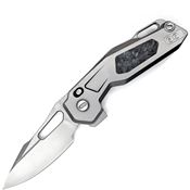 Ketuo M026 Mini Griffin Bead Blast Button Linerlock Knife Gray/Sheadded Carbon Fiber Handles