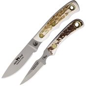 Knives Of Alaska 00373FG Alpha Wolf/Cub Combo MagnaCut Fixed Blade Knife Set Stag Handles