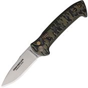Knives Of Alaska 00913FG Auto Strike Force Bead Blast Button Lock Knife Black/OD Green G10 Handles