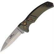 Knives Of Alaska 00956FG Auto Eagle Bead Blast MagnaCut Button Lock Knife Black/OD Green G10 Handles