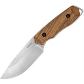 Kershaw 1417 Small Satin Drop Point Fixed Blade Knife Brown Wood Handles