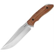Kershaw 1418 Hurdle Satin Fixed Blade Knife Brown Wood Handles