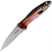 Kershaw 1660TROUT Leek Assist Open Bead Blast Linerlock Knife Rainbow Trout Handles