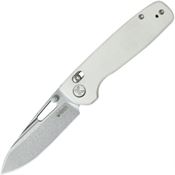 Kubey 248G Bluff Stonewash Axis Lock Knife White G10 Handles