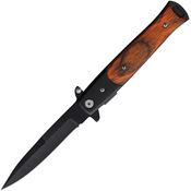 Miscellaneous 4616 Assist Open Black Linerlock Knife Brown Wood Handles