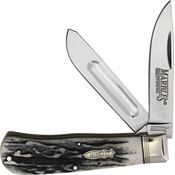 Marbles 674 Jumbo Trapper Knife Black Stag Bone Handles