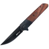 MTech A2004BB Assist Open Black Linerlock Knife Brown Wood Handles