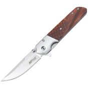 MTech A2004BS Assist Open Satin Linerlock Knife Brown Wood Handles