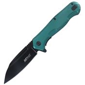 MTech A2033GN Assist Open Black Linerlock Knife Green Handles