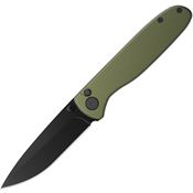 Outdoor Edge DK1C Dirk Black Drop Point Button Lock Knife Green Handles