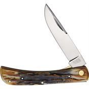 Rough Rider 2432 Carbon Steel Folding Knife Cinnamon Bone Stag Handles