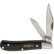 Rough Rider 2557 Bearhead Peanut Knife Black Smooth Bone Handles