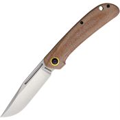 Rough Rider 2640 Stonewash D2 Carbon Steel Clip Point Slip Joint Knife Brown Micarta Handles