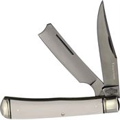 Rough Rider 2667 Tuxedo Razor Trapper Knife White Micarta Handles