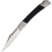Rough Rider 2707 satin Clip Point Lockback Knife Black G10 Handles