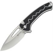 SenCut 24082A1 Squiggy Satin Drop Point Button Lock Knife Black/White G10 Handles