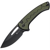 SenCut 24082A2 Squiggy Black Drop Point Button Lock Knife OD Green/Black G10 Handles