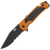 SOG 11520243 Escape ATK 2.0 Assist Open Black Part Serrated Clip Point Linerlock Knife Orange/Black Handles