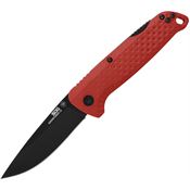 SOG 13110743 Adventurer Black Drop Point Lockback Knife Red GFN Handles