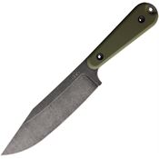 Station IX N011 La Bete Black Stonewash Carbon Steel Fixed Blade Knife OD Green G10 Handles