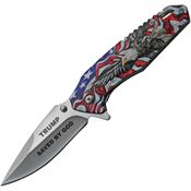 Miscellaneous 0511 Trump Assist Open Satin Spear Point Linerlock Knife Eagle Handles
