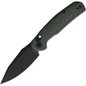 Trivisa JM01GM14 Hornet Black Stonewash Drop Point Axis Lock Knife Green Micarta Handles