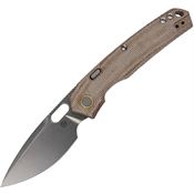 Vosteed A2210 Psyop Top Stonewash Elmax Drop Point Linerlock Knife Natural Micatra Handles