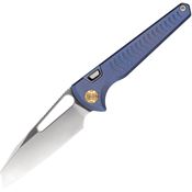 Vosteed A2502 Gavko Leopard Top Satin Linerlock Knife Blue Stonewash Handles