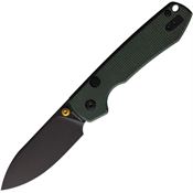 Vosteed A2901 Raccoon Top Black Stonewash Linerlock Knife Green Micarta Handles