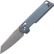 Vosteed A3504 Parallel Stonewash Reverse Tanto Crossbar Lock Knife Blue Handles