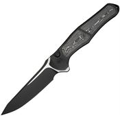 We 07B2 702XI Two-Tone Button Lock Knife Black Stonewash Handles