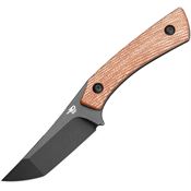 Bestech FK06D Step Black Stonewash D2 Carbon Steel Tanto Fixed Blade Knife Brown Micarta Handles