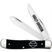Case XX 52269 Harley Davidson Trapper Knife Black Smooth Handles