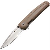 Kizlyar 0133 Biker-Z V3 Satin D2 Carbon Steel Linerlock Knife Tan G10 Handles