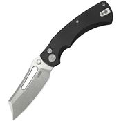 Kubey 378A Dheo EDC Stonewash Wharncliff Button Lock Knife Black G10 Handles