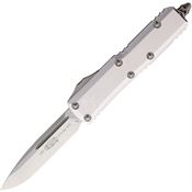 Microtech 2314CR Auto UTX-85 Satin Single Edge OTF Knife Silver Aluminum Handles
