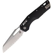 Microtech 21012FLGTBK MSI Stonewash Serrated Ram-Lok Knife Black Fluted G10 Handles