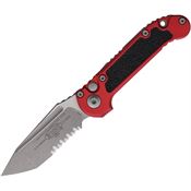 Microtech 113611APRD Auto Ludt Gen III Apocalyptic Part Serrated Tanto Button Lock Knife Red Handles