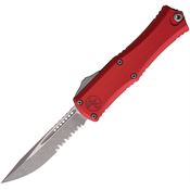 Microtech 1703M11APRD Auto Hera II Mini Apocalyptic Part Serrated OTF Knife Red Handles