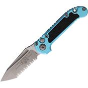 Microtech 113612APTQ Auto Ludt Gen III Apocalyptic Serrated Tanto Button Lock Knife Turquoise Handles