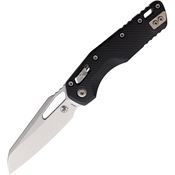 Microtech 21010FLGTBK MSI Stonewash Sheepsfoot Ram-Lok Knife Black Fluted G10 Handles