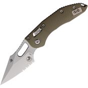 Microtech 16044 Stitch Stonewash Part Serrated Single Edge Ram-Lok Knife OD Green Fluted Handles