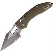 Microtech 16097 Stitch Apocalyptic Part Serrated Single Edge Ram-Lok Knife OD Green Fluted Handles