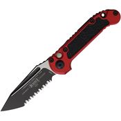 Microtech 11363RD Auto Ludt Gen III Two-Tone Serrated Tanto Button Lock Knife Red Aluminum/Black Traction Handles