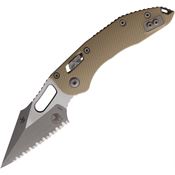 Microtech 17765 Stitch Apocalyptic Serrated Single Edge Ram-Lok Knife Tan Fluted Handles