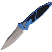 Microtech 160A10APBL Auto Socom Elite Apocalyptic Button Lock Knife Blue/Black Traction Handles