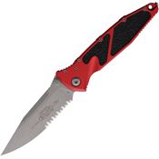 Microtech 16011APRD Socom Elite Apocalyptic Part Serrated Single Edge Linerlock Knife Red Aluminum/Black Traction Handles