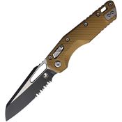 Microtech 2102FLTA MSI Two-Tone Part Serrated Sheepsfoot Ram-Lok Knife Tan Fluted Aluminum Handles