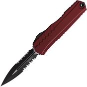 Microtech 12422MR Auto Cypher II Two-Tone Part Serrated Double Edge Dagger OTF Knife Merlot Handles